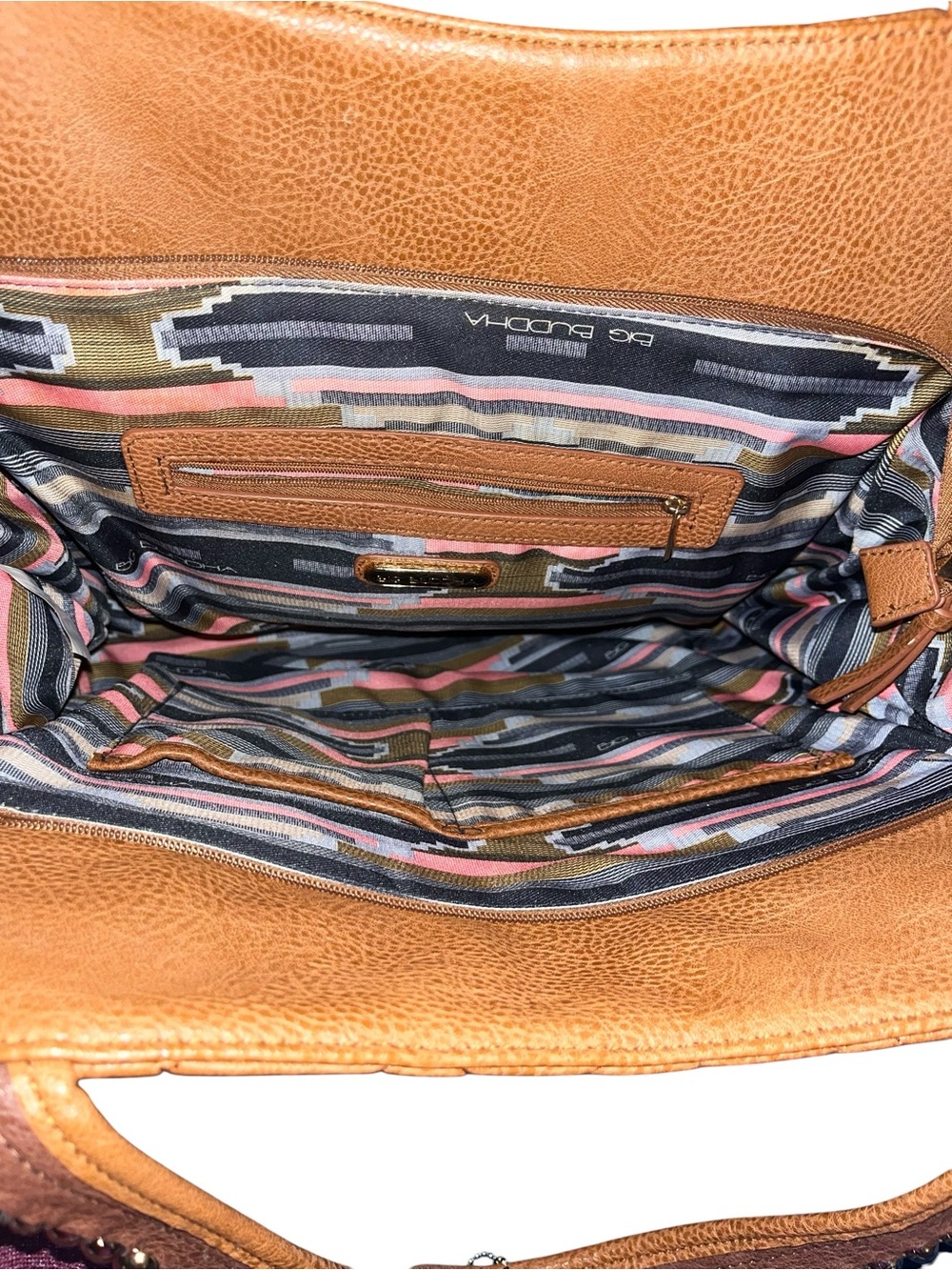 Big Buddha Quilted Stud-Trim Tan Tote. - Picture 4 of 6